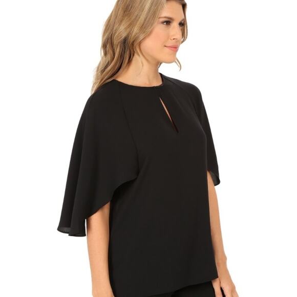 NWT Trina Turk Alee black flutter sleeves cape blouse - Picture 4 of 11